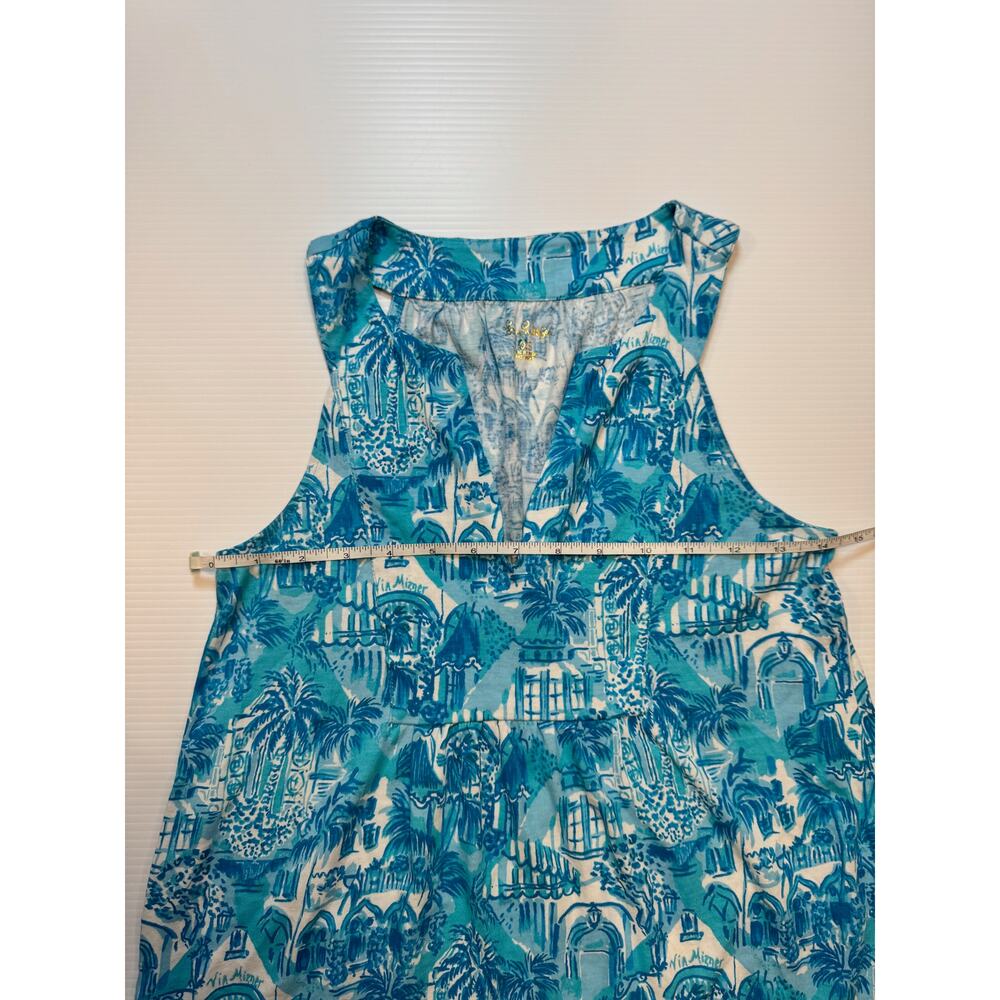 Lilly Pulitzer Lindy Dress XXS Amalfi Blue Swing Shift Resort Tropical Cotton - Picture 8 of 12